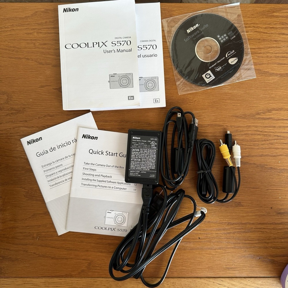 MH-63 OEM Battery Charger NIKON Coolpix S570 And Other Cords‎ Manual Software